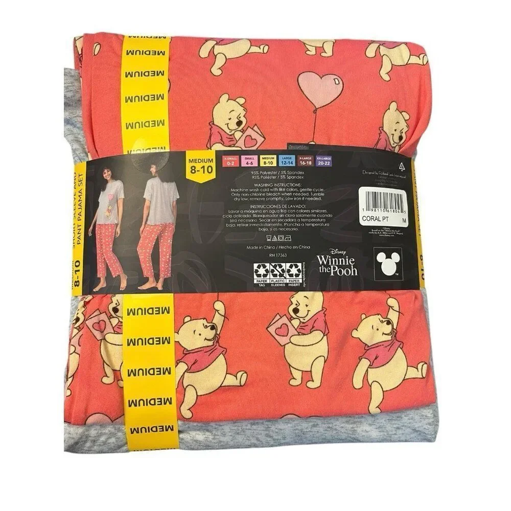 Winnie the Pooh Girls Medium 8 - 10 Short Sleeve Top and Pajama Pants Set NWT